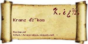 Kranz Ákos névjegykártya